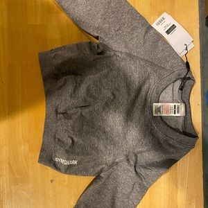 Grey gym shark seamless long sleeve crop top